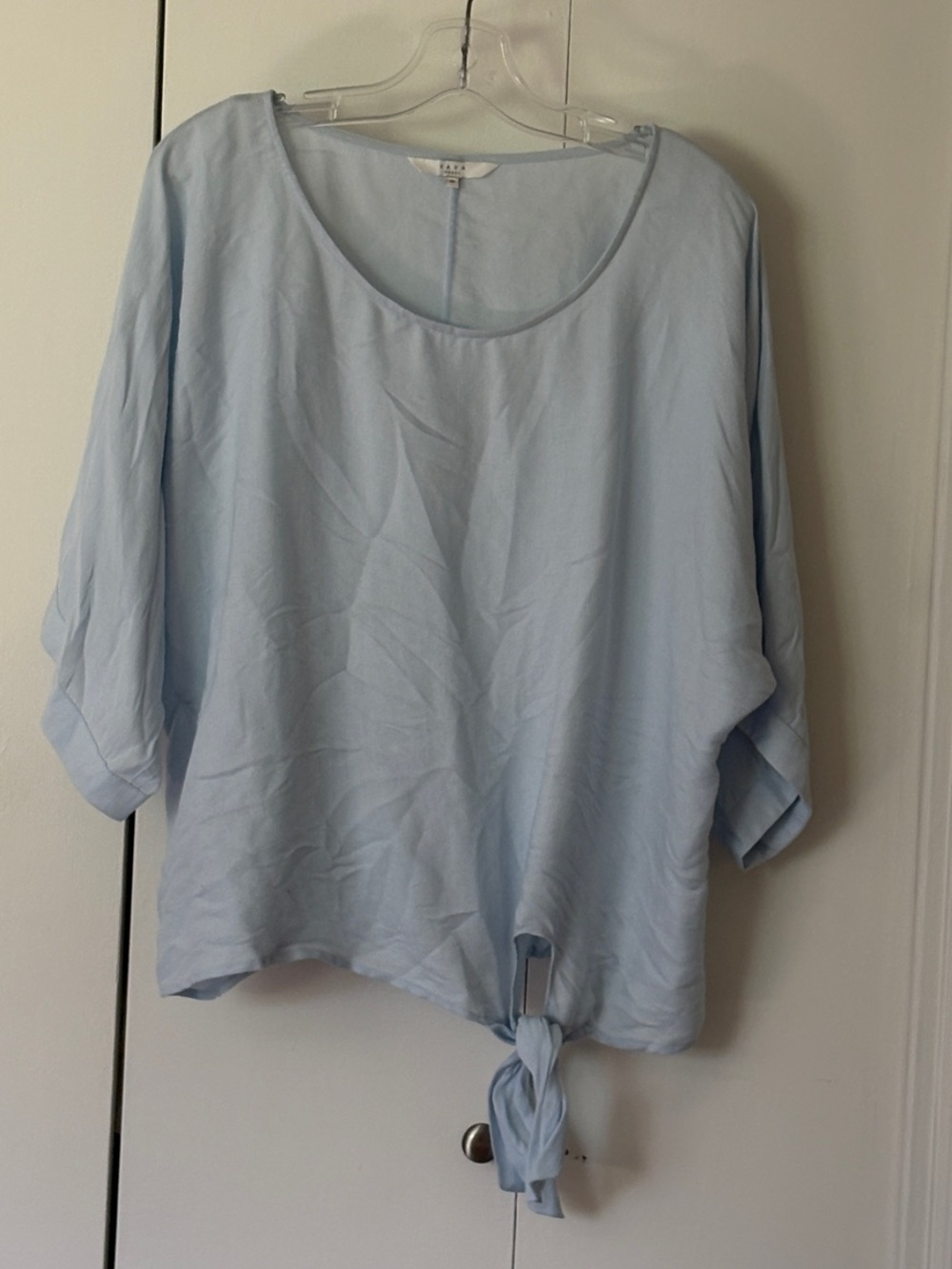 Beautiful Yaya Light Blue Tie-Front Blouse